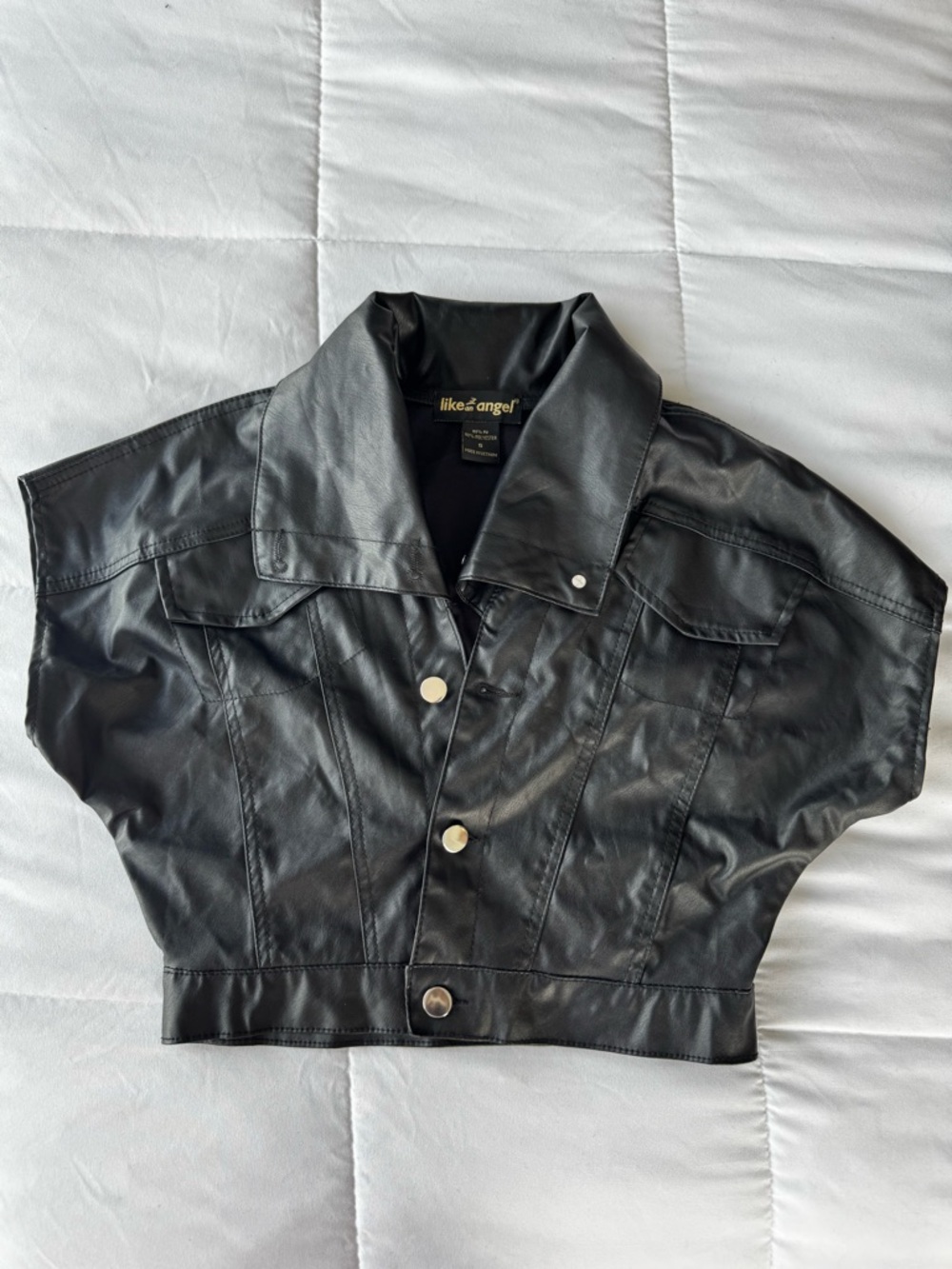 Faux Black Leather Top